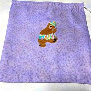 Dance shoe bag or indoor school shoe bag . Hand crafted with applauded bear
